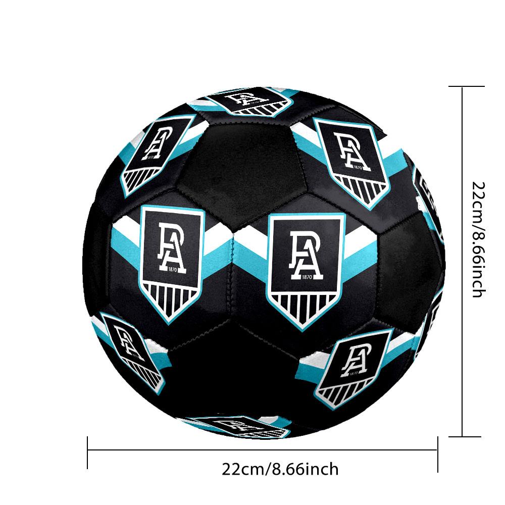 Port Adelaide Soccer Ball Size 5 Colorful Machine Stitched PVC Competition Ready Durable High-Bounce