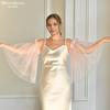 Sheer Tulle Flare Arm Sleeves, Ruffle Elastic Off Shoulder Mesh Cuffs Detachable Bridal Gloves for Wedding Gown Prom Evening Party Photoshoot