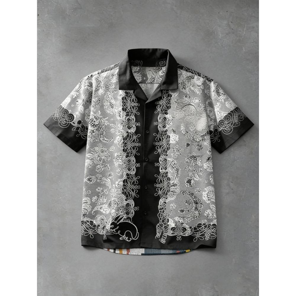 

Summer Outdoor Streetwear Men s Fashion Shirts European Classical Patterns Printed Men s Shirts Casual Daily Men s and Women s Shirt S