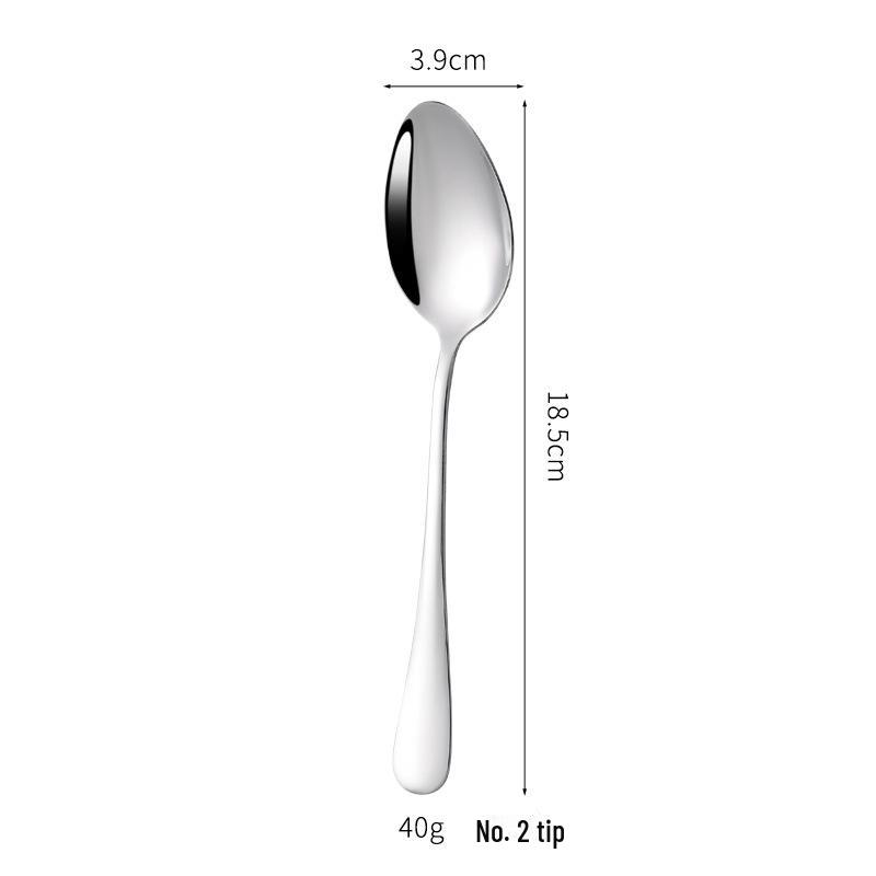 1010 Stainless Steel Dessert Spoon - Thick, Round, Mirror-Finish 304 Stainless Steel Tableware