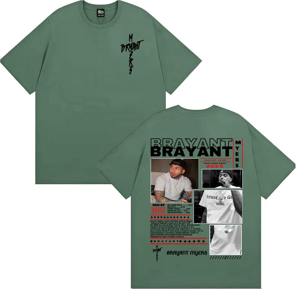 Rapper Bryant Myers 2025 Tour Graphic T Shirts Unisex Women Fashion Hip Hop Street Punk T Shirt Casual ONeck Short Sleeve Tshirts