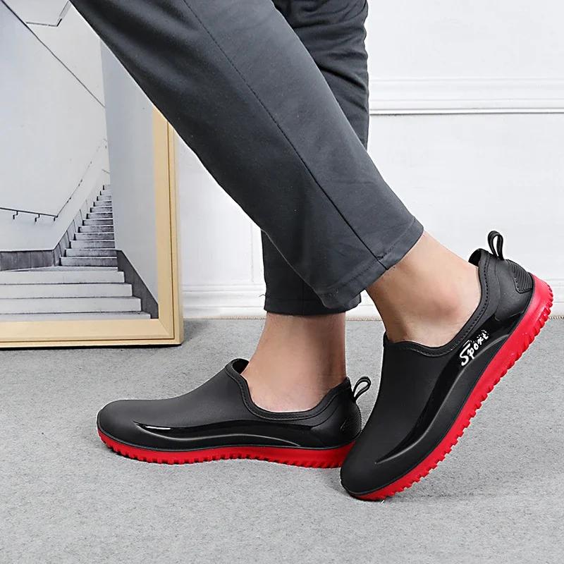 Hot Sale Men's Rain Boots Low-top Non-slip Men Rain Shoes Wear-resistant Waterproof Work Shoes Outdoor Fishing Rubber Shoes Male