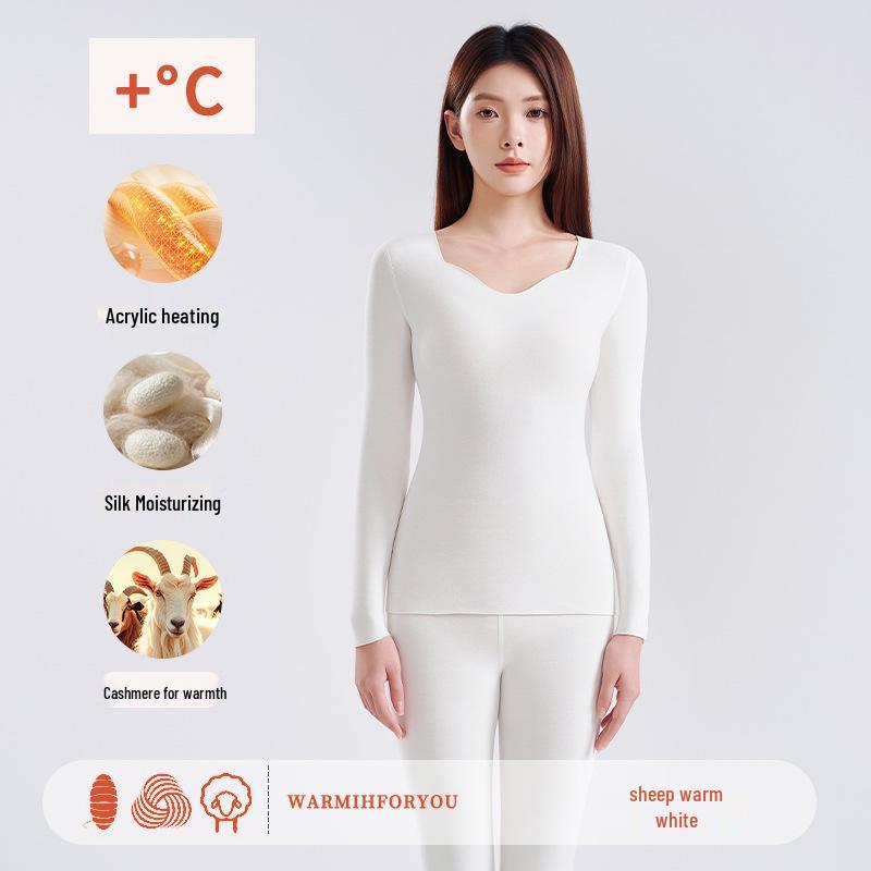 Women's 2025 Seamless Fleece-Lined Antibacterial Turtleneck & Pants Set - Warm Winter Long Johns