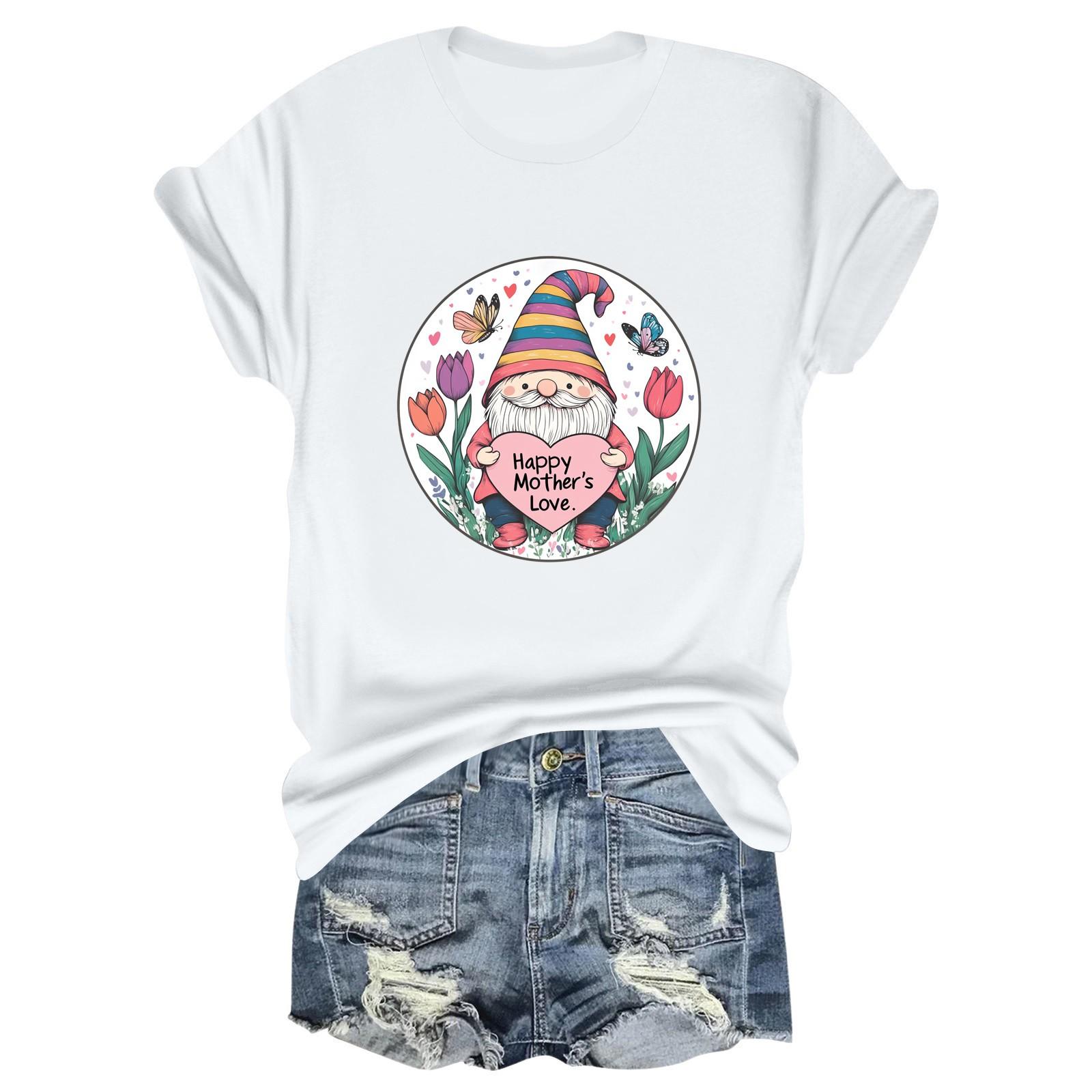 

С ДНЕМ МАТЕРИ ЛЮБОВЬ Женская повседневная свободная футболка с принтом ко Дню матери, круглый вырез, пуловер, короткий рукав, топ XL белый