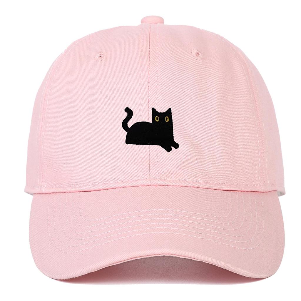 Black Cat Embroidery Soft Brim Baseball Cap - Unisex Summer Sun Hat, Outdoor Hip Hop Style