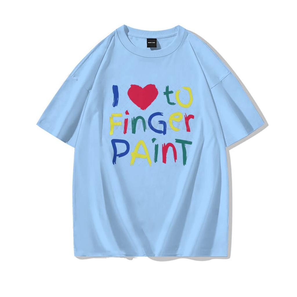 Valentinstag Partner Outfits Ich liebe es, mit den Fingern zu malen Ich bin Farbe T-Shirt Niedliches Herz Bunter Buchstaben Design Partner Shirt