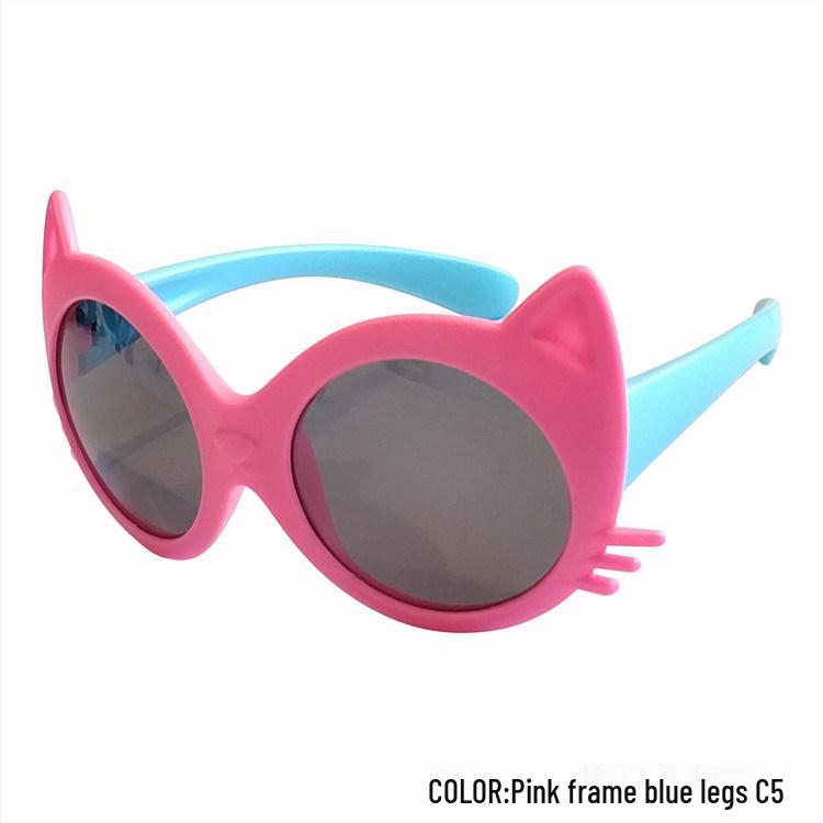 Polarized Cat Head Anti-UV Silicone Sunglasses for Kids
