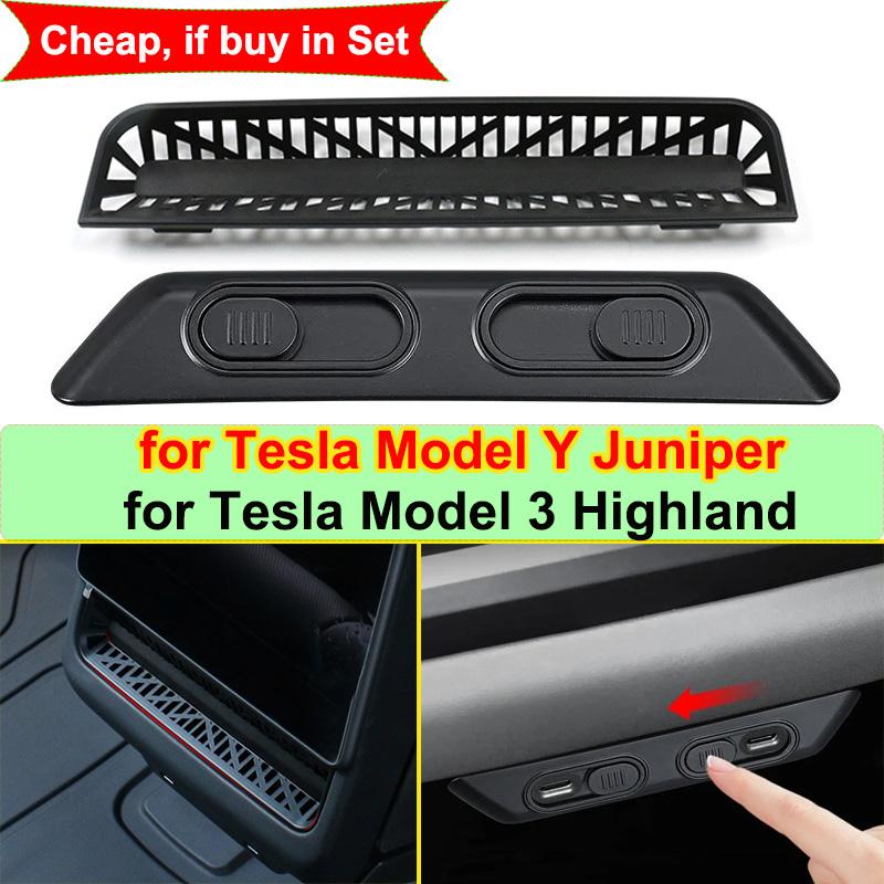 for New Tesla Juniper 2026 Accessories Rear Air Outlet Protector Cover USB Anti-dust Cover Model 3 Highland Model Y Launch 2025