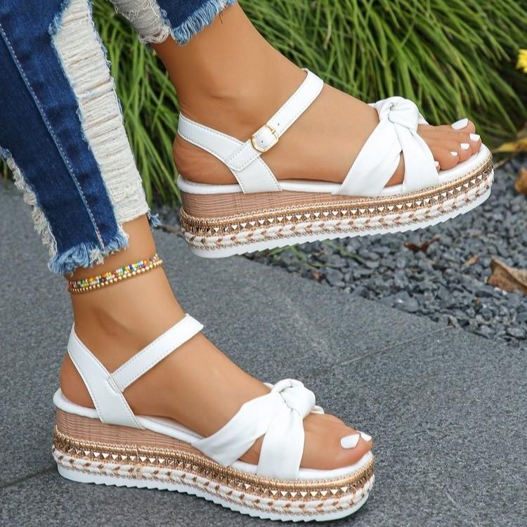 

Ms. Chun, one word with muffin platform women s sandals, women s buckle wedge heel, fish mouth women s sandals 36 белый