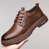 Men Leather Shoes Spring British Thick Soled Casual Derby Shoes Men Formal Wear Wedding Workwear Low Top