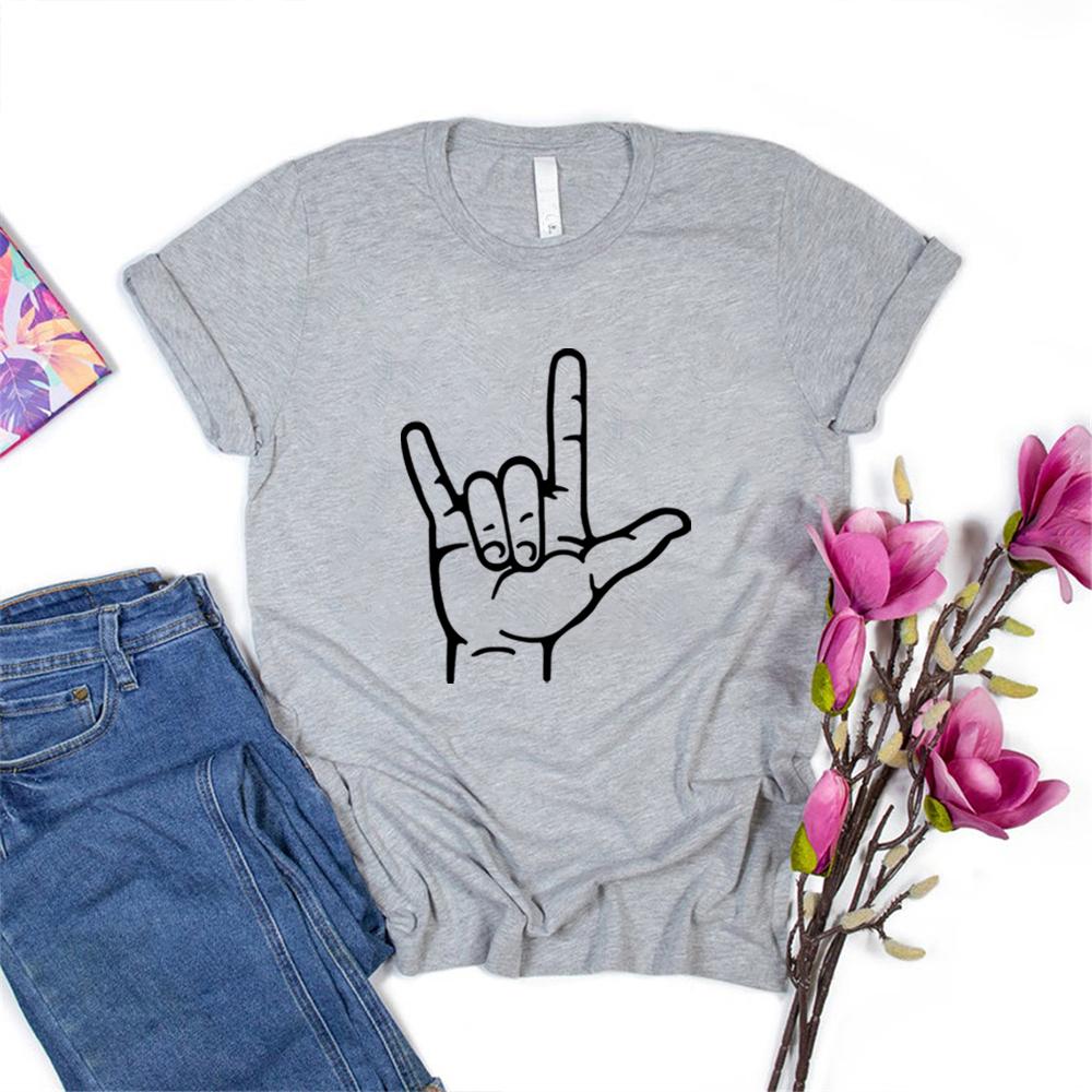 I Love You Sign ASL T-Shirt Sign Language T Shirt Valentines Day Shirt Women's Valentine T-Shirts Hand Love Tshirt
