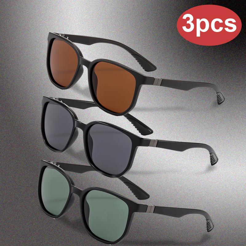 Driver Goggles 3pcs Square Polarized Sunglasses Outdoor Driving Travel Glasses Anti Glare Shade Eyewear Riding Glasses Unisex