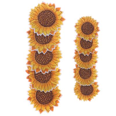5 Stücke Sonnenblumen Aufnäher/Aufbügeln Bestickter Aufnäher Diy Basteln Kleidung Applikation