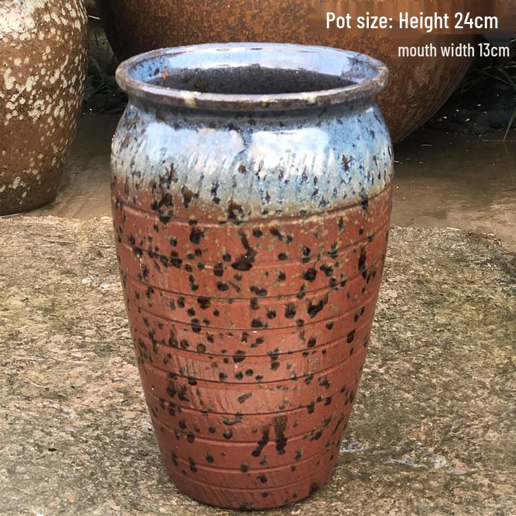 Retro Ceramic Succulent Pot: Tall Barrel Design, Breathable and Simple for Echeveria Flowers