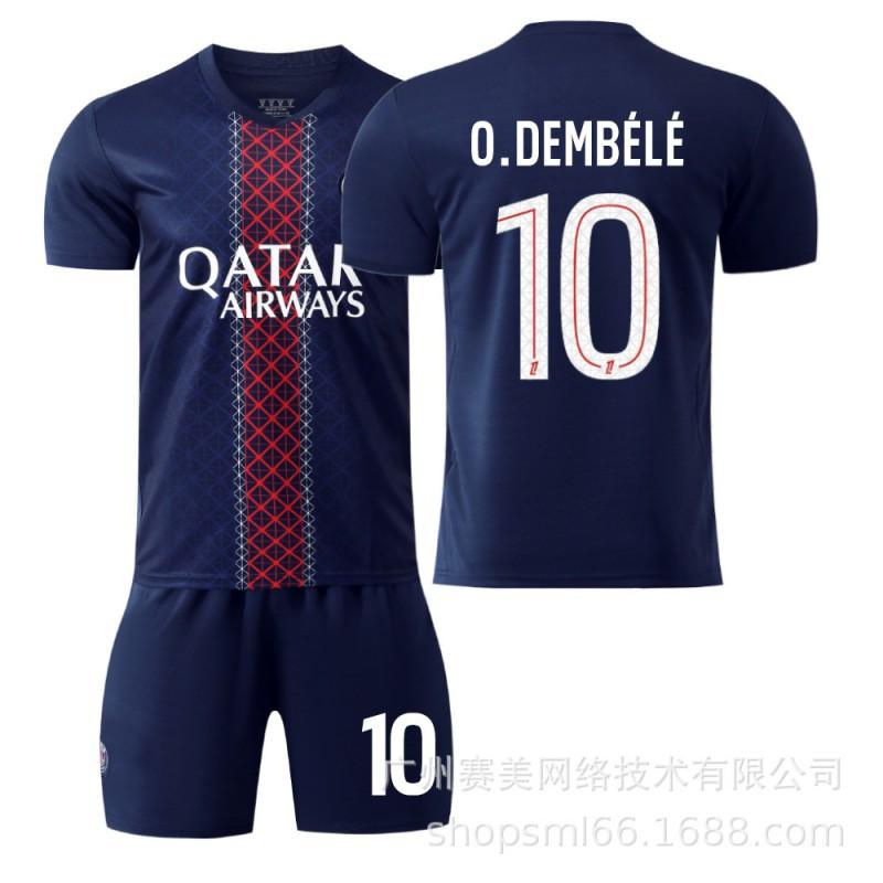 

2025-26 Paris Home Court 10 Dembele 14 Dou Children s Clothing Football Clothes Li Gangren 7 Kwara Jersey Set L
