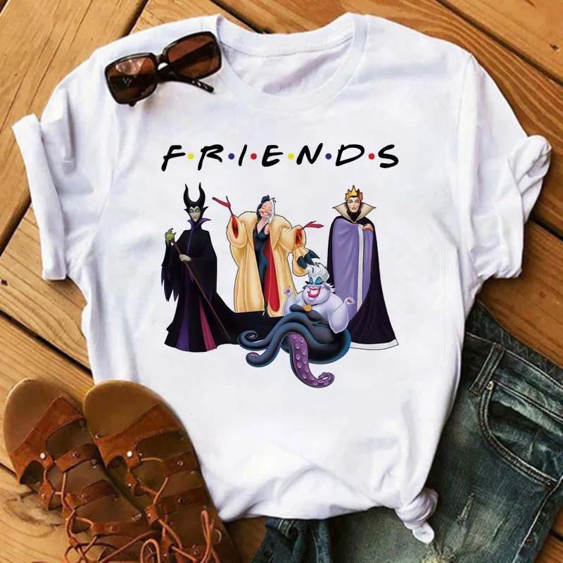 Disney Men Tshirts Fashion Villain Queen Collection Tshirt 90s Ladies Friends Tshirt Kawaii Summer Short Sleeves T Shirt Women