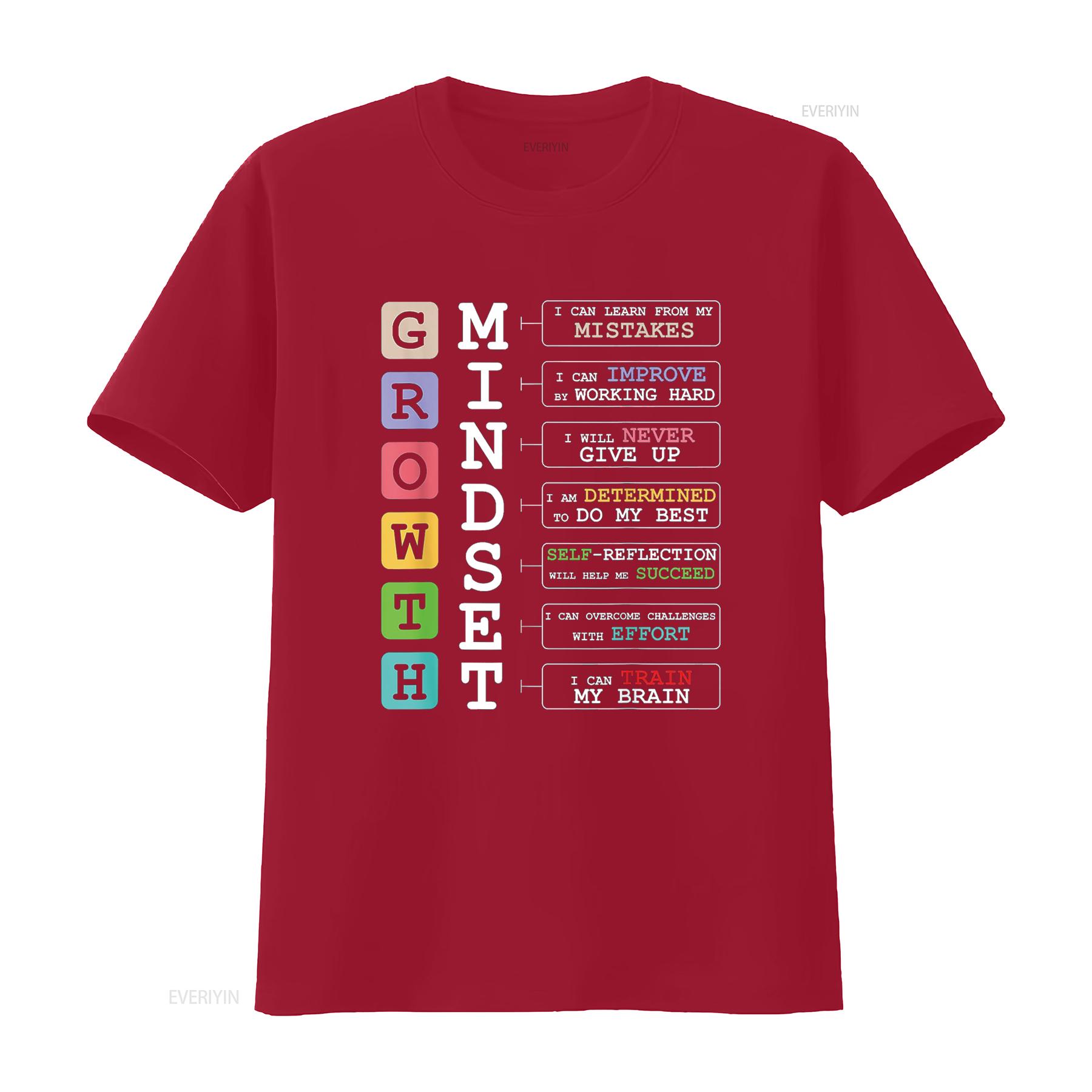 Growth MindseT T Shirt Positive School Classroom Teacher vintage Washed Slightly Breathable Soft Stylish graphic Casual homme S