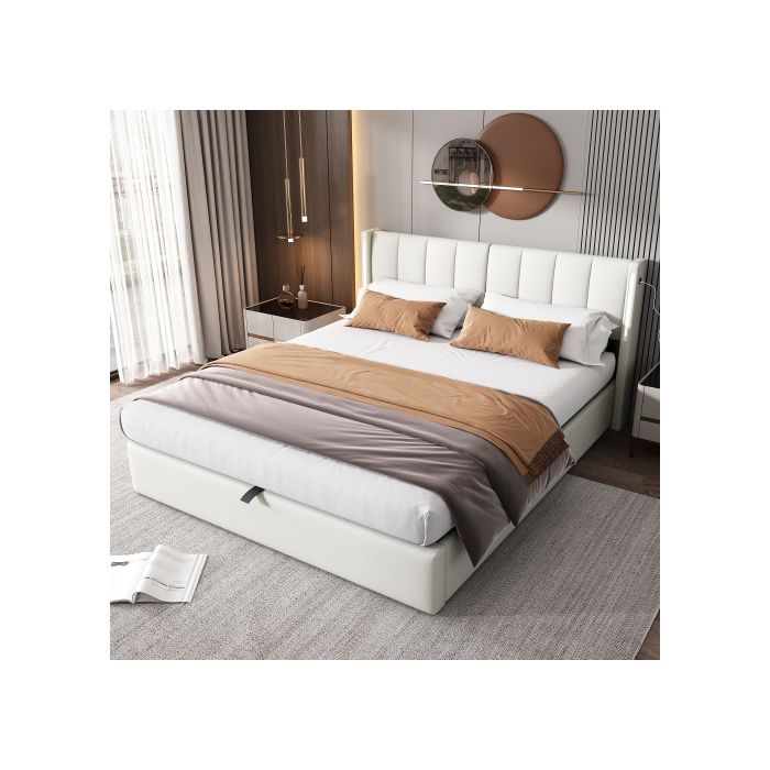 Lit Capitonné - MUVOE - Binaural - 160 X 200 Cm - LED - Tête De Lit Réglable