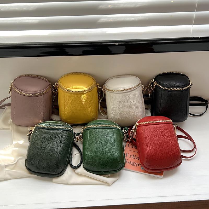 Fashion Leather Small Bag Women's New Versatile First-layer Cowhide Shoulder Messenger Bag Shell Bag Mobile Phone Bag