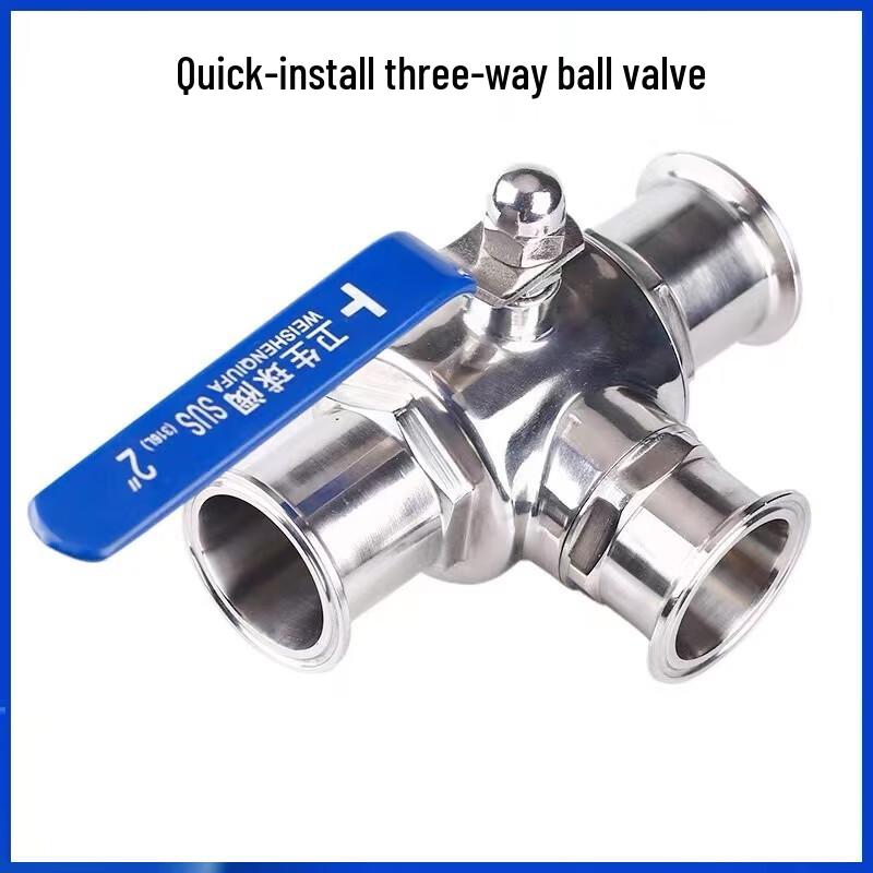 304 Stainless Steel Sanitary Quick-Install 3-Way Ball Valve