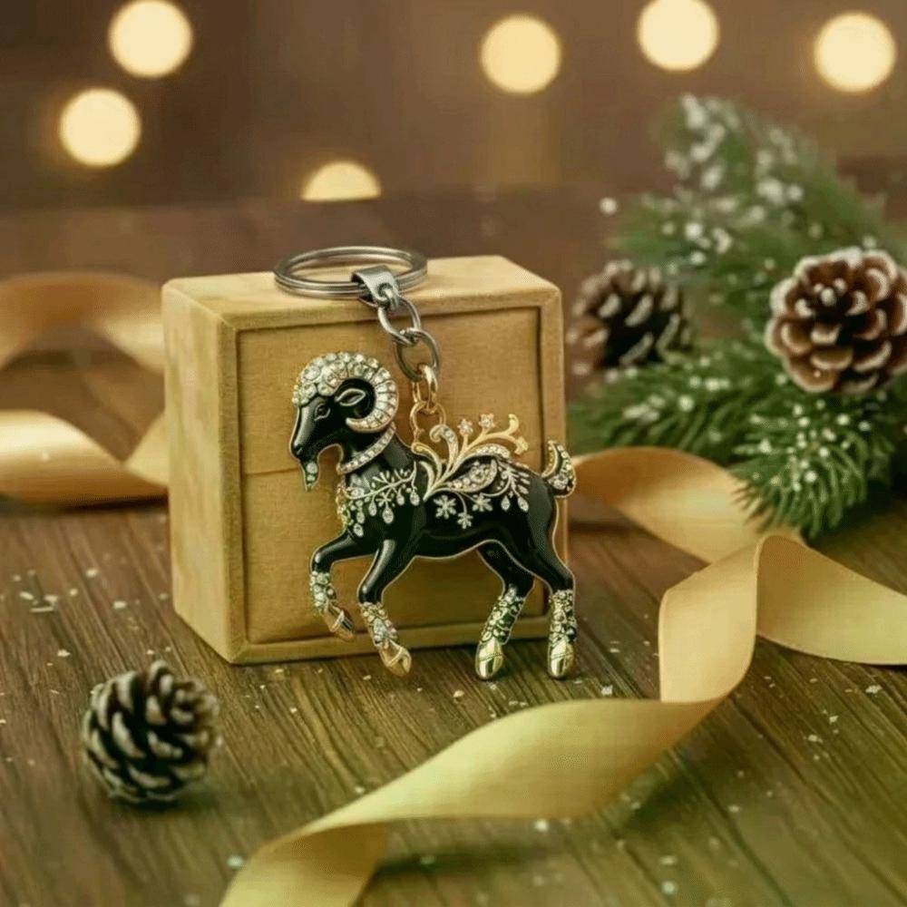 Ornate Goat Key Ring Acrylic Goat Bag Charm New Year Gift Goat Keychain Festive Occasions
