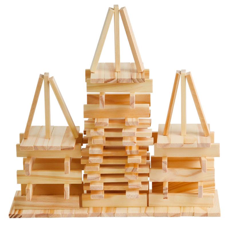 

Classic 100PCS Wooden Building Block Construction Kit Stacking Balance High Block Montessori Puzzle Toy for Toddler Kid Gift