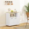 Kitchen Trolley on Wheels, Worktop, Adjustable Shelf, 75 x 40 x 80.5 cm, White