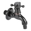 G1/2in Thread Retro Style Water Tap Brass Black Short Type Washing Machine Quick Open Faucet