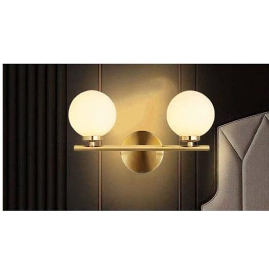 Two Globe At 180 Degree Metal and Glass Wall Light and Wall Lamp Lighting for Home Decor, Gold and Frosted-AC