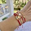 Layered Evil Eye Red Cord Bracelet: Ethnic Miyuki Beaded Smiley Design