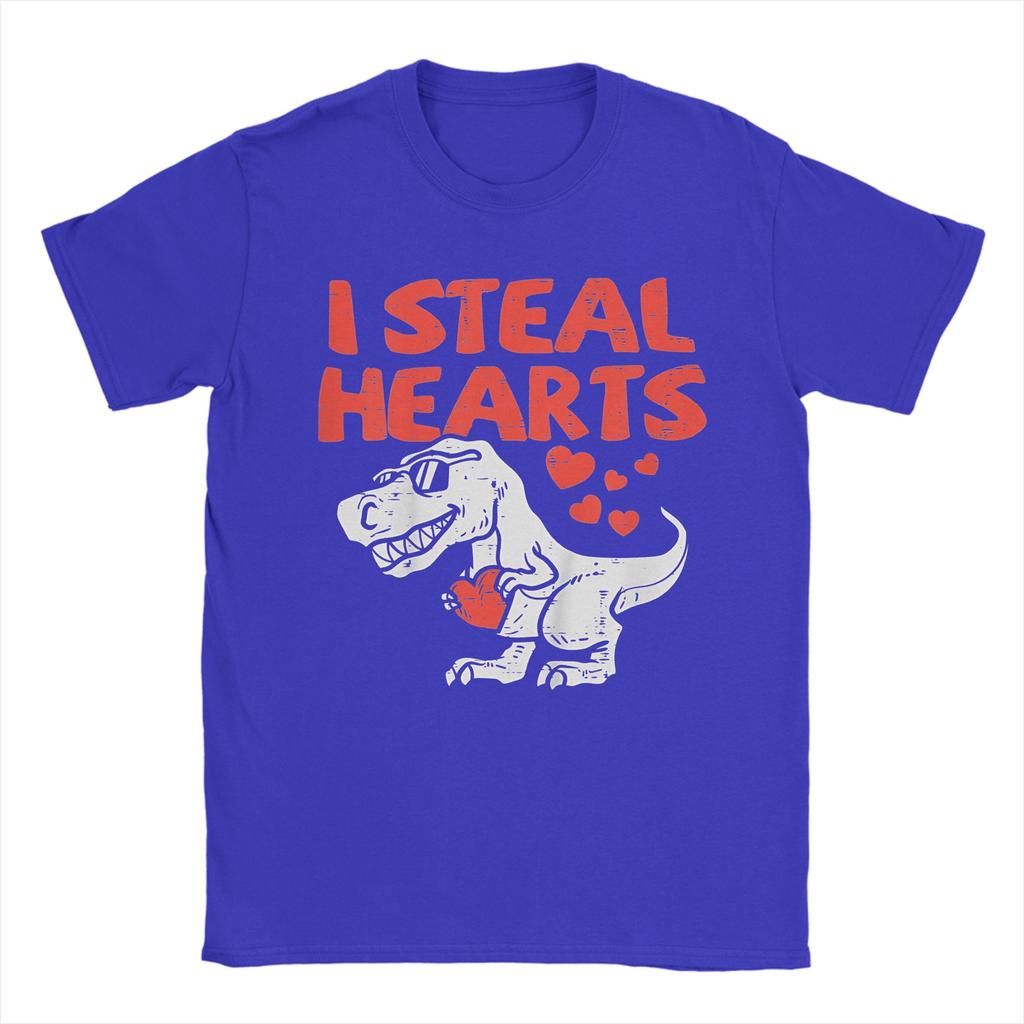 I Steal Hearts Trex Dino Cute T Shirts Unisexs Pure Cotton Funny TShirts Crewneck Tees Short Sleeve Clothes Summer