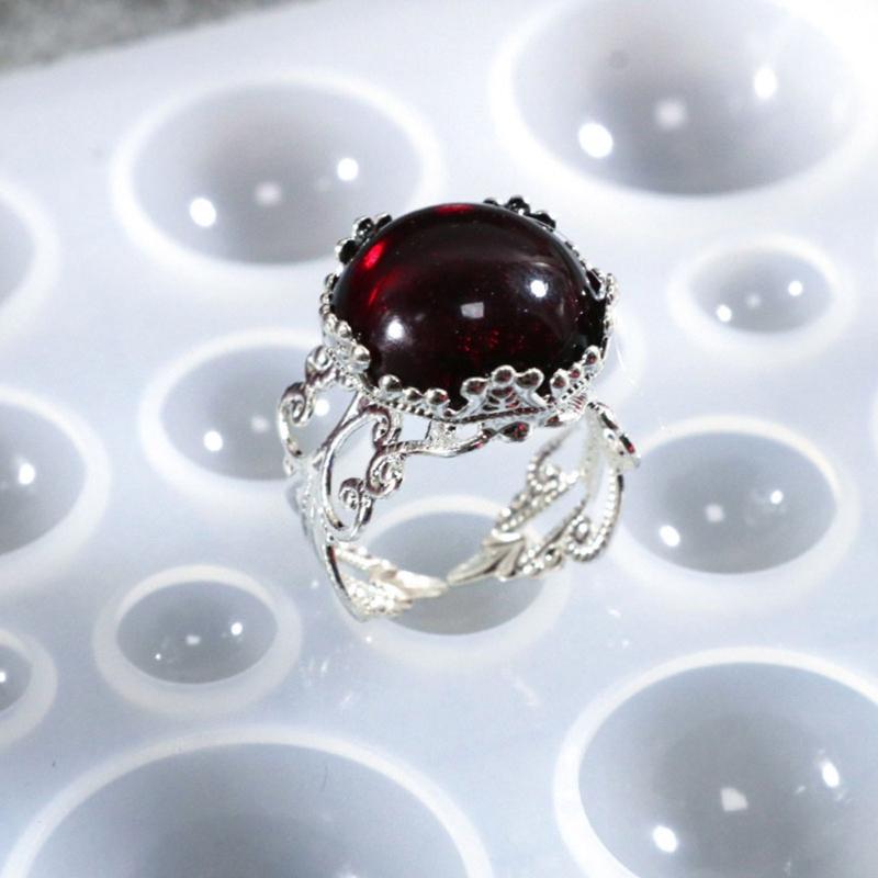 DIY Round Gem Patch Rings Silicone Epoxy Mold DIY Ornaments Pendant Jewelry Crafting Mould for Valentines Love Gift
