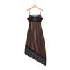2026 Spring Women's European & American Satin Lace Asymmetrical Camisole Dress