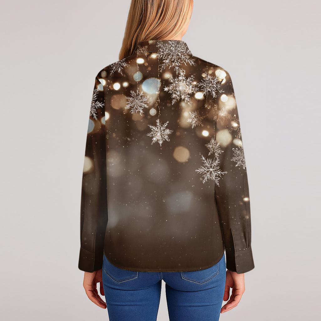 Women's Shirt With Floral Print Buttons, Long Sleeved Casual Regular Shirt Blouses Casual Plus Size Basic Tops