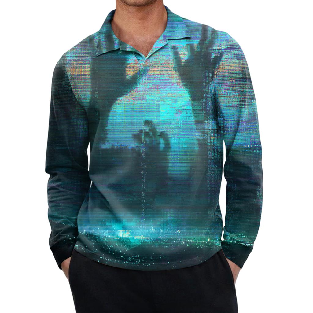 Men's Casual Retro Small V-neck Long-sleeved Top