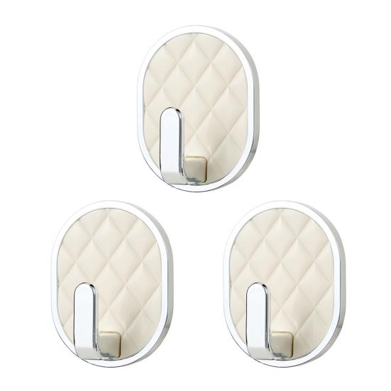 3Pcs Adhesive Bathroom Hooks Waterproof Rhombus Design Hook Wall Mounted Hanger Hooks for Kitchen Utensils Towels Clothes Keys белый