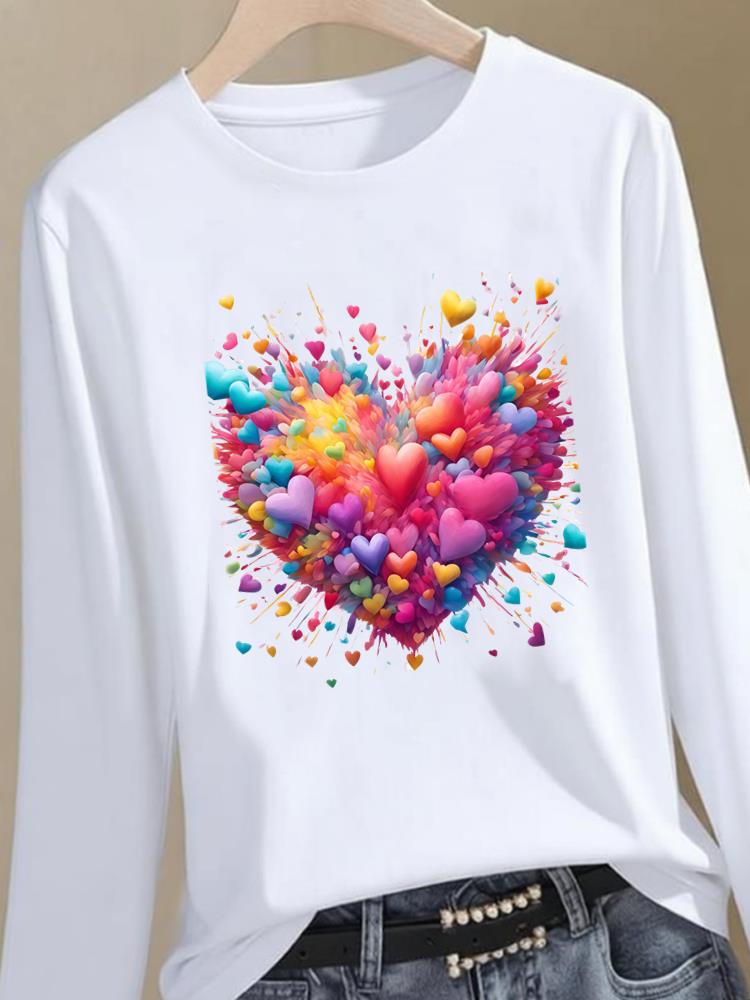 (Asian Size) butterfly style cute Graphic Tee o-neck Print T Shirt Casual Clothing Women autumn winter spring Fashion Top Long Sleeve T-shirts