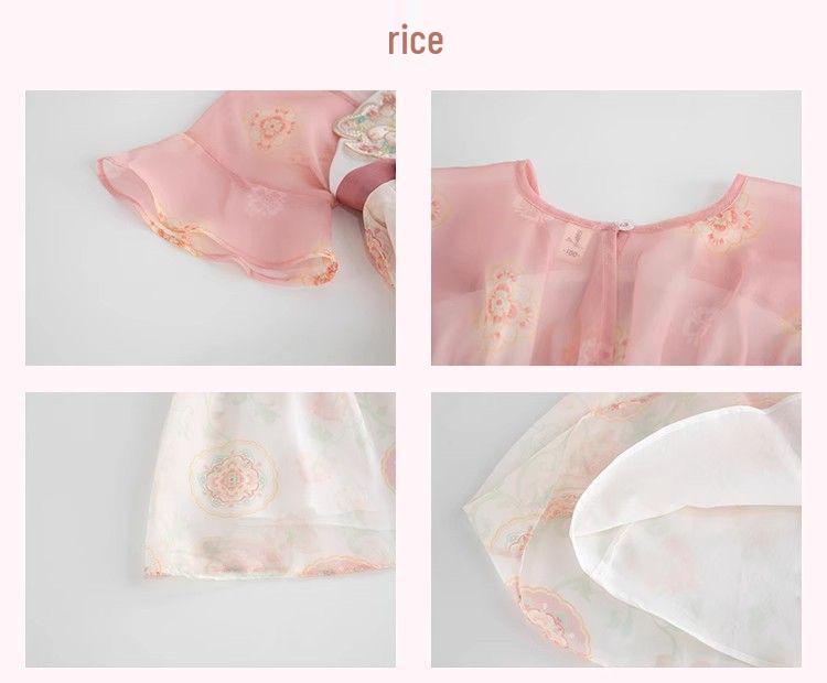 Girls' Summer 2026 Hanfu Dress: Chinese-Style Princess Skirt with Short Sleeves