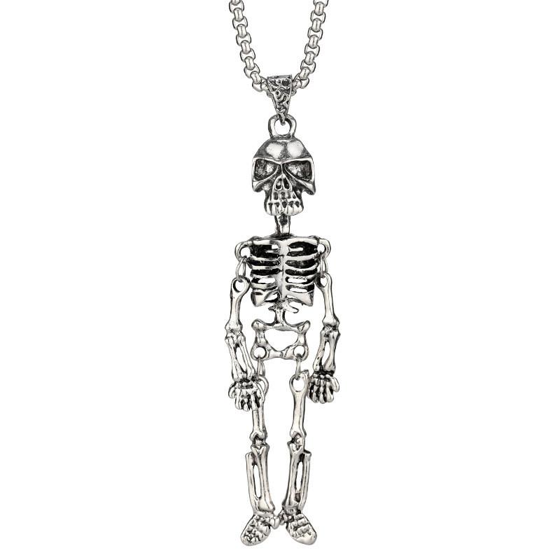 Steel Titanium Durable Dark Skull Skeleton Pendant Necklace Unisex Jewelry Idea Gift