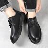 Fashion Black Cow Leather Autumn Winter Platform Shoes for Men Fashion Casual Brand Designer Derby Shoes Male Work Office Ankle Boots