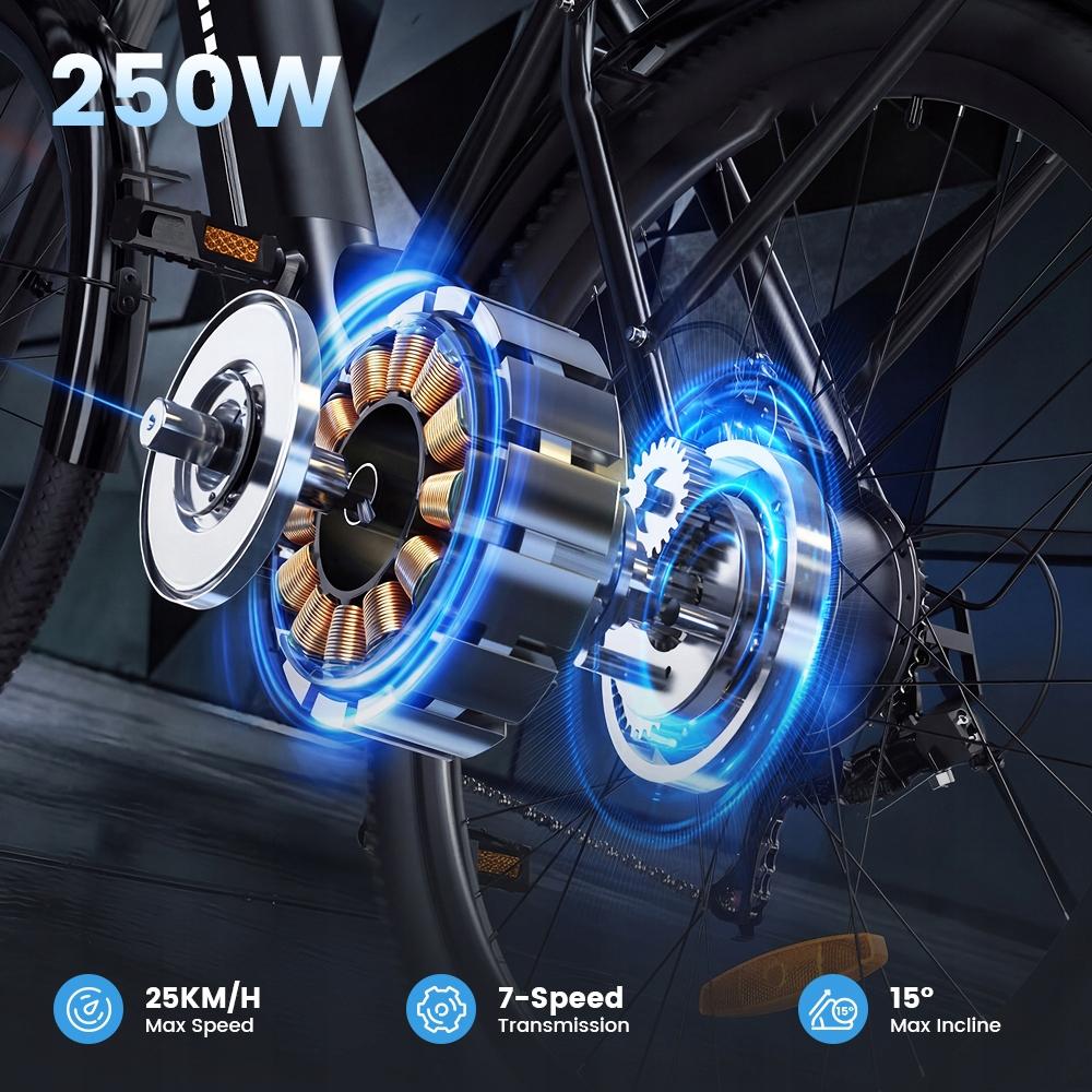 Electric Bicycles UcityS Rower Elektryczny Miejski 26'' 90km 5 Biegów Dla Dorosłych 120kg