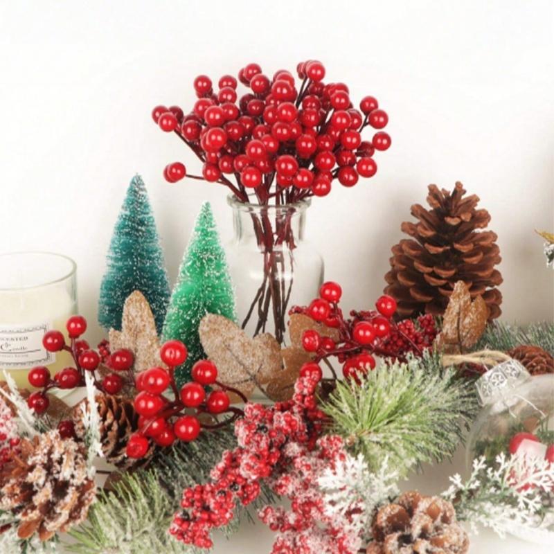 10 Stück Künstlicher Beerenzweig Weihnachtsbaumschmuck Ornamente Kunstpflanze für Heimdeko Neujahr 2026 Geschenke Zubehör