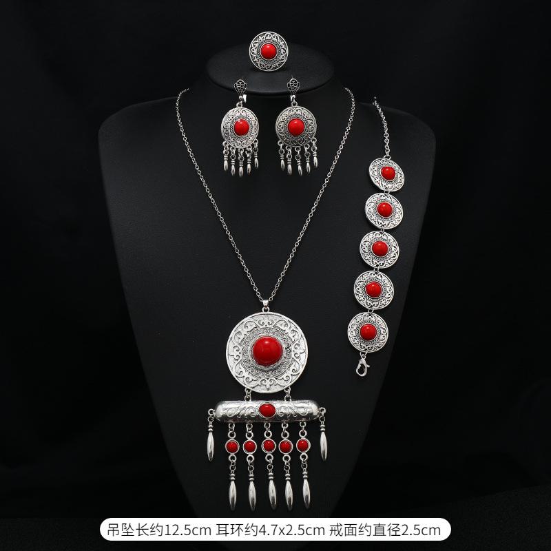 Long Tassel Necklace Vintage Exotic Bohemian Vacation Bracelet Earrings Travel Photography Suit Women