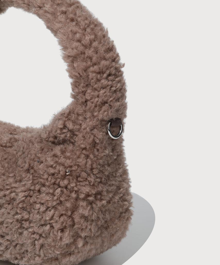 Covernat Woman Clover Heart Fluffy Hobo Bag Brown