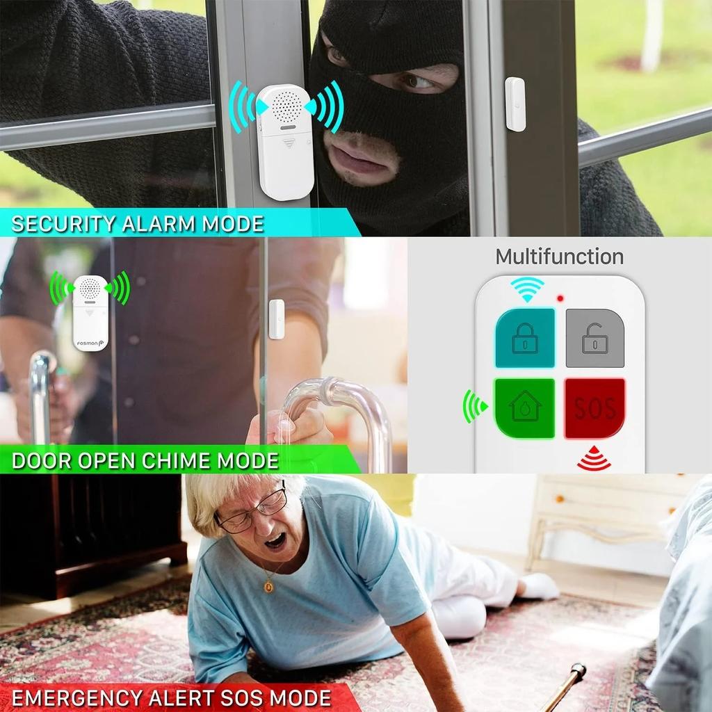 Wireless Door Alarms for Home Security with Remote, 130dB Door and Window Alarms Sensors, (Battery-Powered), Kids Safety, Dementia Patients