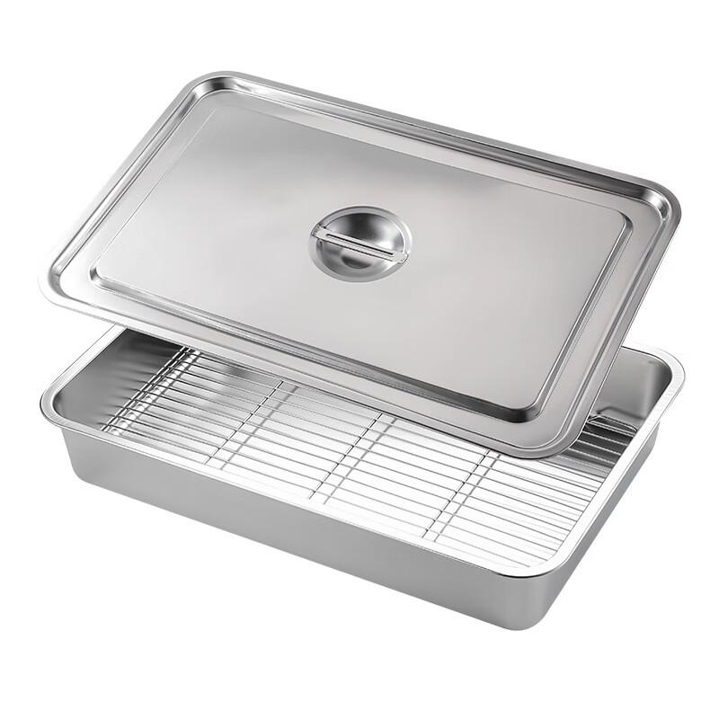 Stainless Steel Rectangular Draining Pan with Lid
