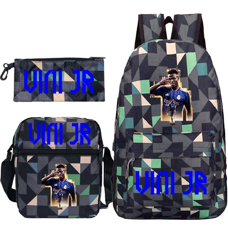 Football Player Peripheral Student Schoolbag Set, Youth Backpack Three-Piece Set