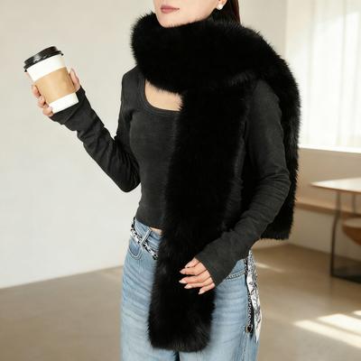 Cachecol de Pele de Coelho Sintética Cor Sólida Design Versátil Cachecol Quente Espesso Acessórios de Moda para Clima Frio