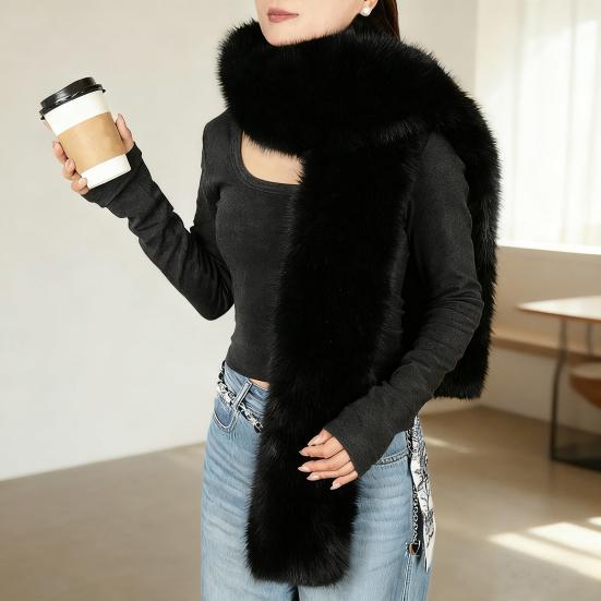 Imitation Rabbit Fur Scarf Solid Color Versatile Design Thickened Warm Scarf Cold Weather Fashion Accessories
