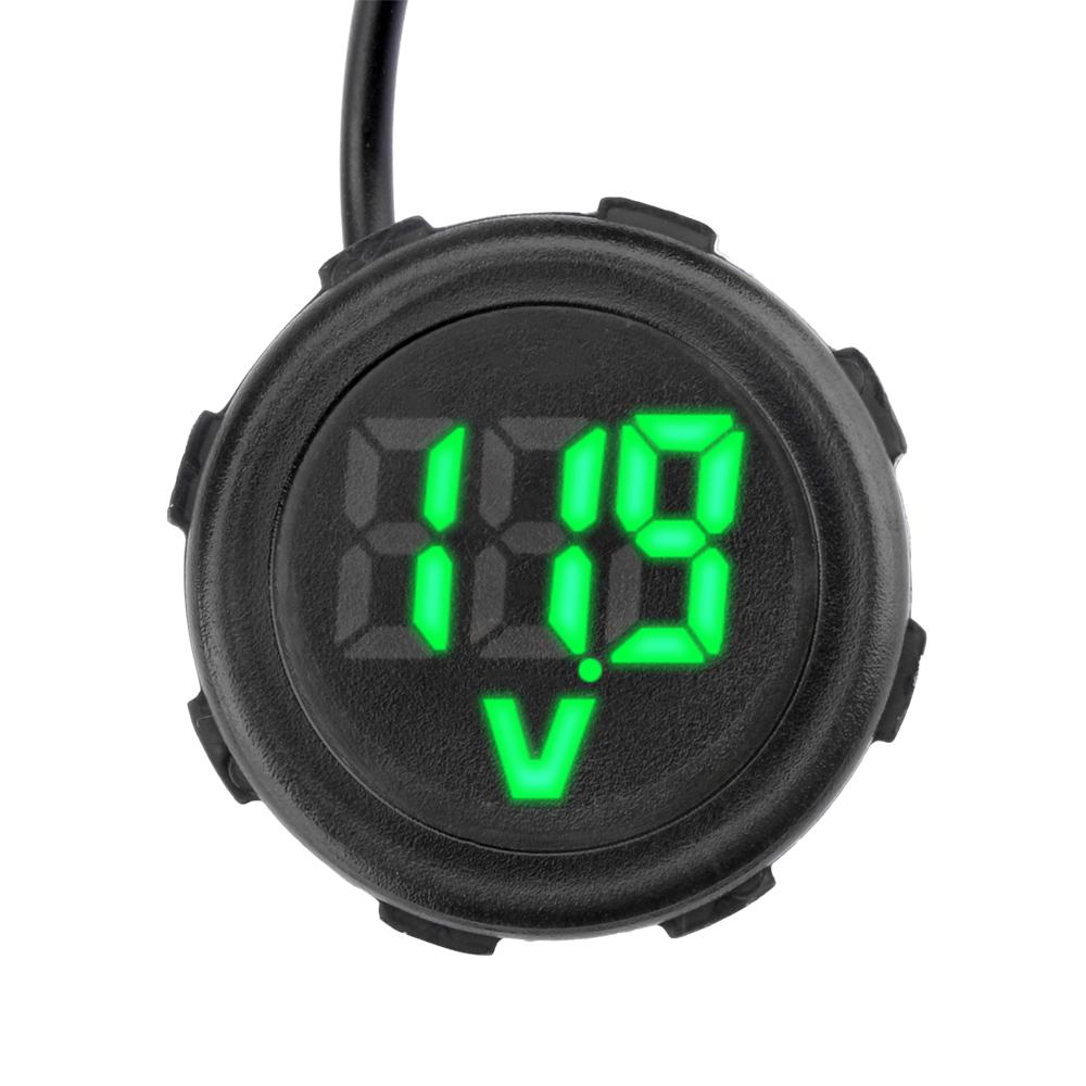 DC4-100V Waterproof Voltmeter Auto Voltage Test LED Digital Voltmeter Circular 2-wire Voltmeter Reverse Connection Protection